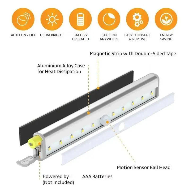 6/10 LEDs PIR LED Capteur de Mouvement Lumière Armoire Penderie Lit Lampe LED Sous Meuble Veilleuse Pour Placard Escaliers Cuisine