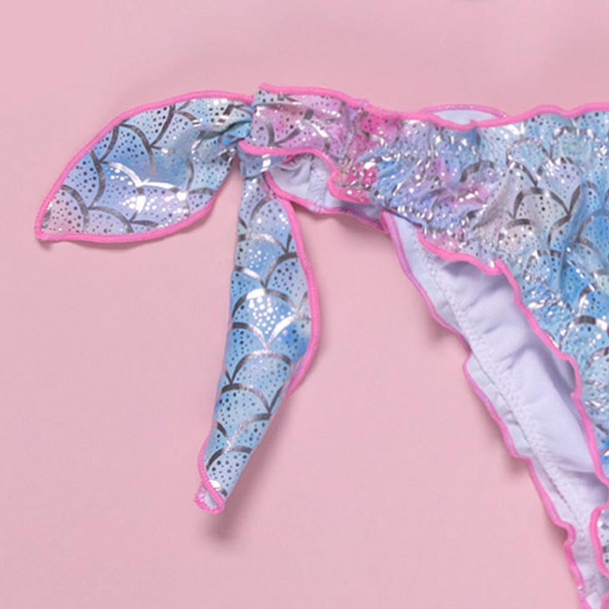 Maillot de bain deux pièces fendu pour filles de 6 à 11 ans, motif dessin animé frais et mignon, maillot de bain deux pièces floral pour enfants, maillot de bain d'été mini pour enfants