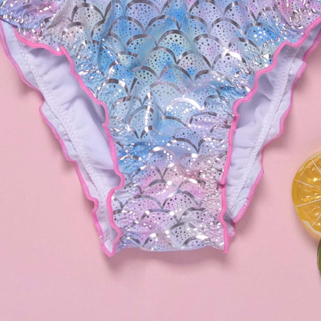 Maillot de bain deux pièces fendu pour filles de 6 à 11 ans, motif dessin animé frais et mignon, maillot de bain deux pièces floral pour enfants, maillot de bain d'été mini pour enfants