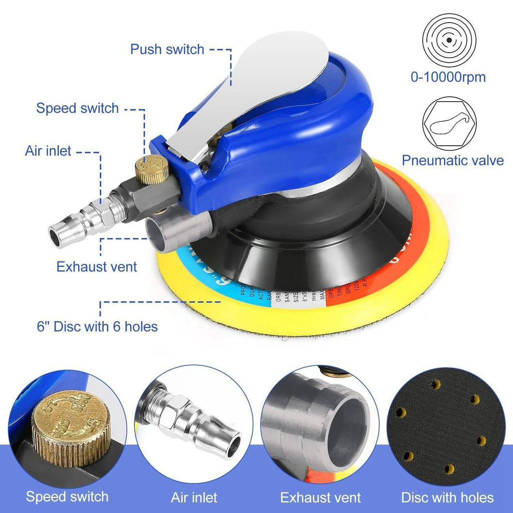 Ponceuse pneumatique orbitale aléatoire 6 po