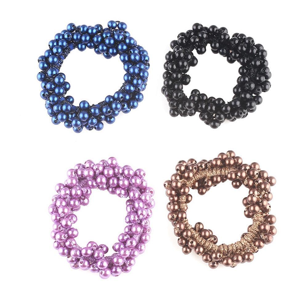 6 couleurs femme élégante perle cheveux cravates perles filles scrunchies élastiques bandes queue de cheval porte-cheveux accessoires bande élastique sans métal bandeau filles élégant couvre-chef accessoires enveloppes cerceau clips