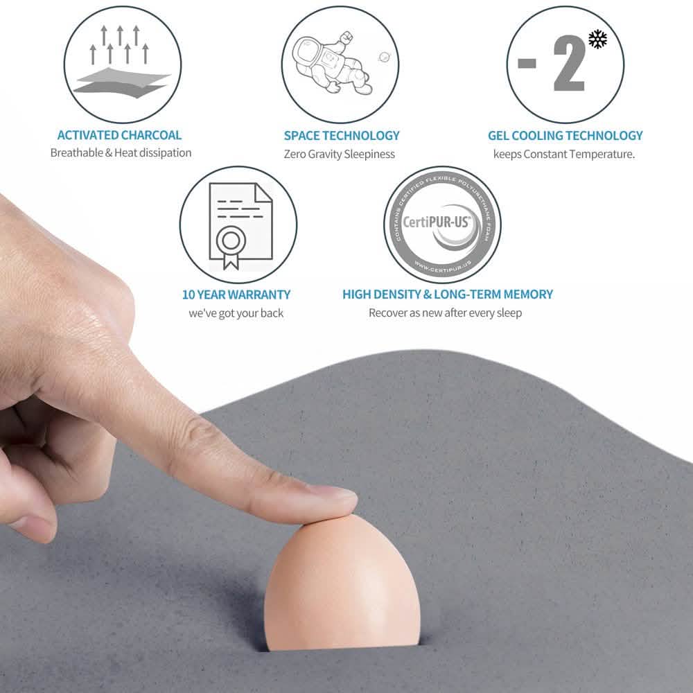 Matelas de 15 cm avec technologie de gel rafraîchissant et spatiale