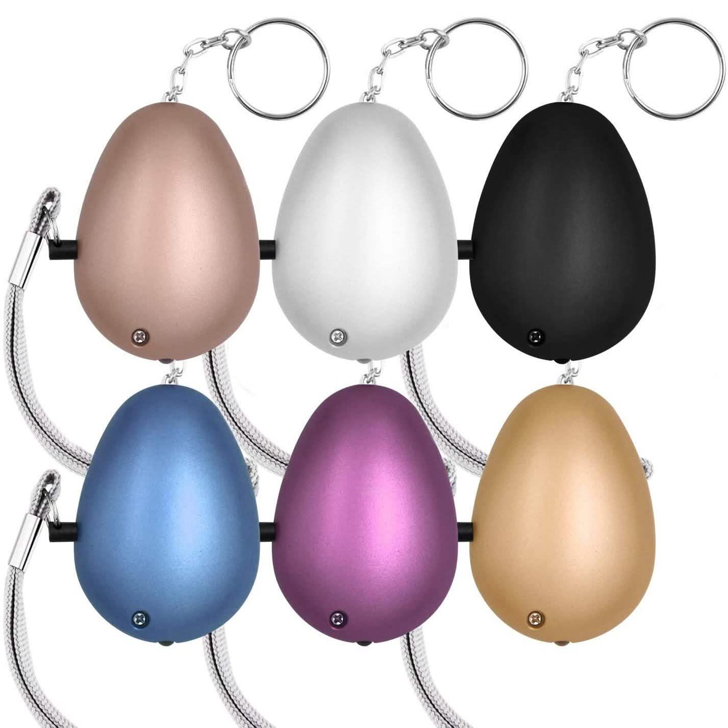 Lot de 6 : Porte-clés alarme de sécurité personnelle 140 dB avec lumières LED