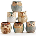 Lot de 6 : base en céramique pour pot en forme de chouette de 6,3 cm