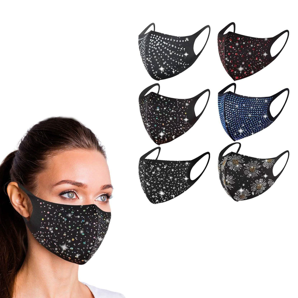Lot de 6 masques lavables en strass « Bling Bling » de célébrités pour les fêtes