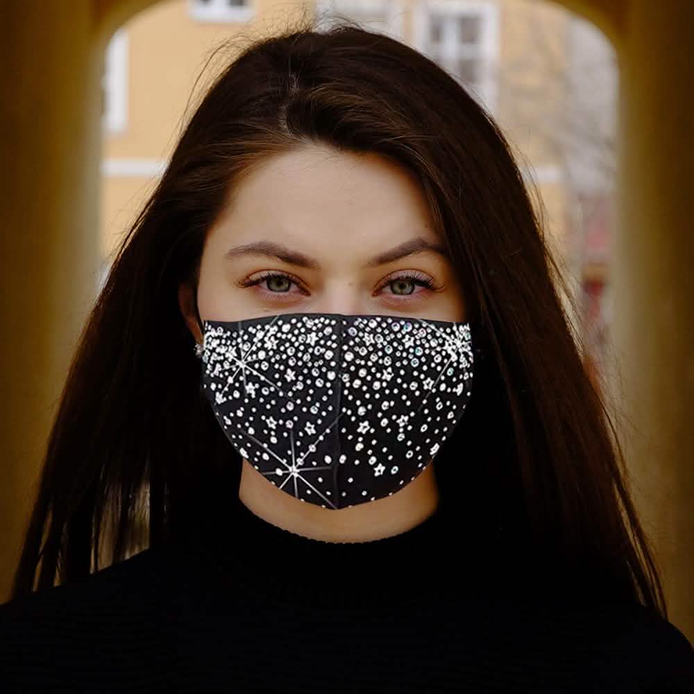 Lot de 6 : Masque facial strass bling bling pour les fêtes, style célébrité