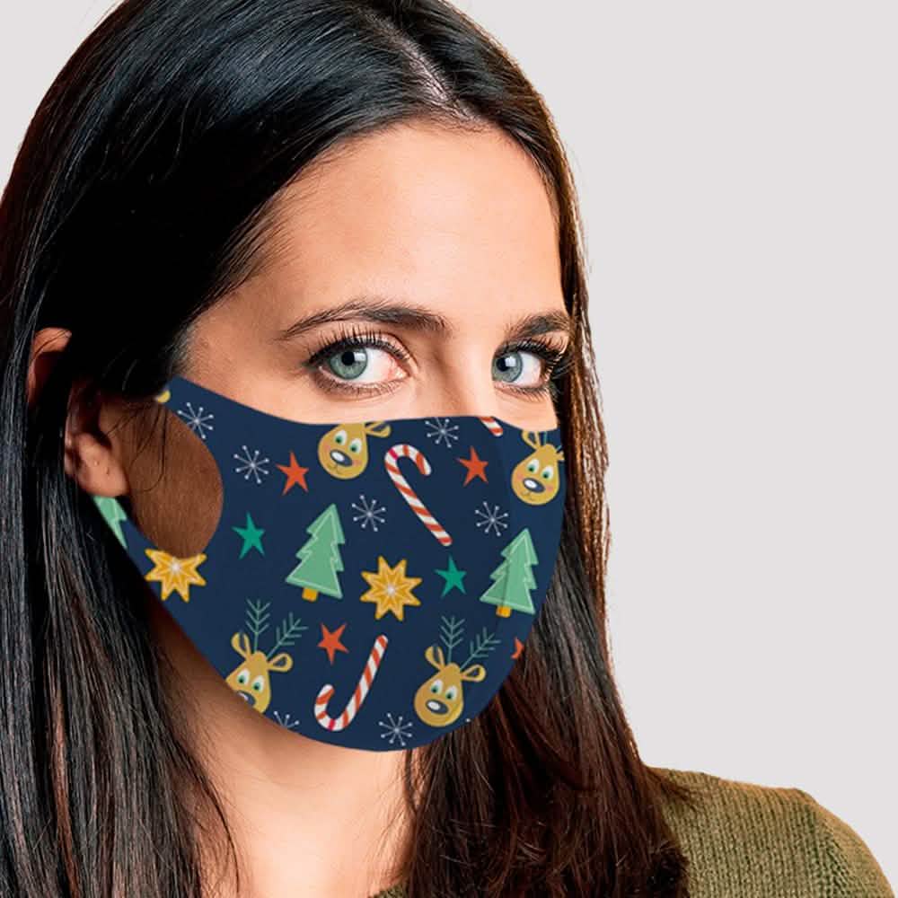Lot de 6 : Masques réutilisables sur le thème des fêtes, au design amusant