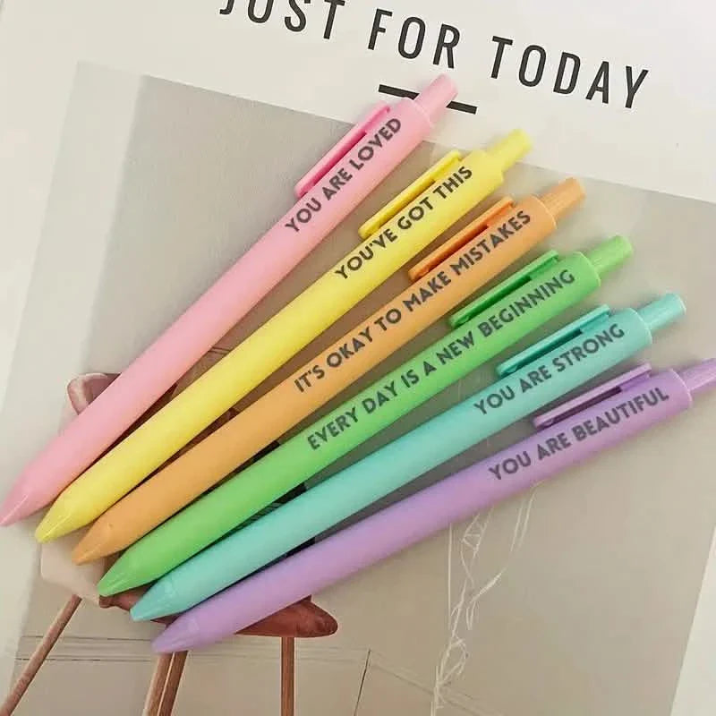 Lot de 6 : stylos roller motivants – Stylos à message positif pour le journaling