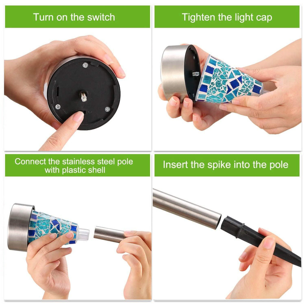 Lot de 6: Lampes Solaires de Jardin Résistantes à l'Eau IP44