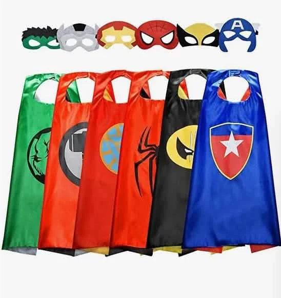 Lot de 6 : Capes et masques de super-héros réversibles
