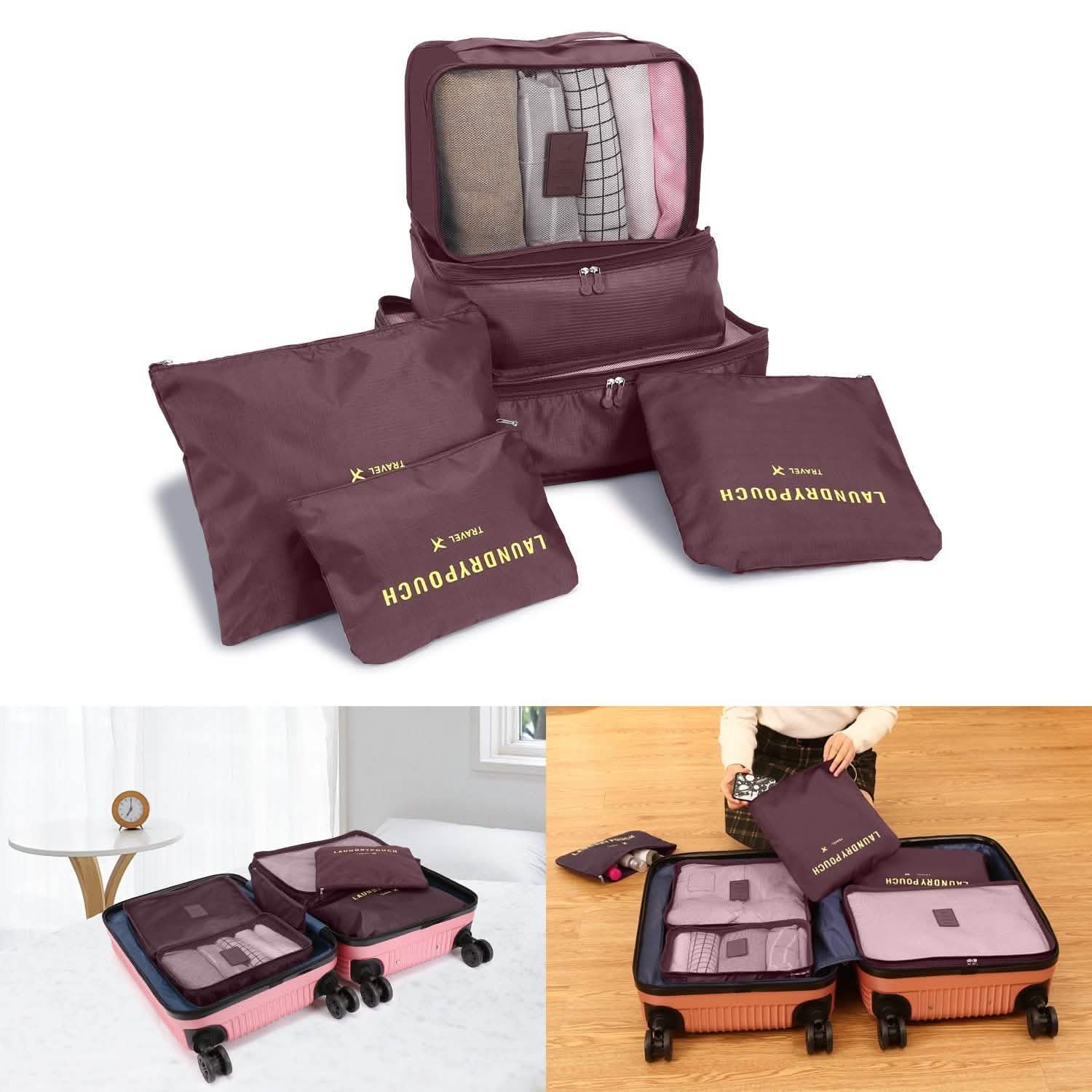 Lot de 6: Ensemble de sacs de rangement de voyage organisateur de cubes de rangement