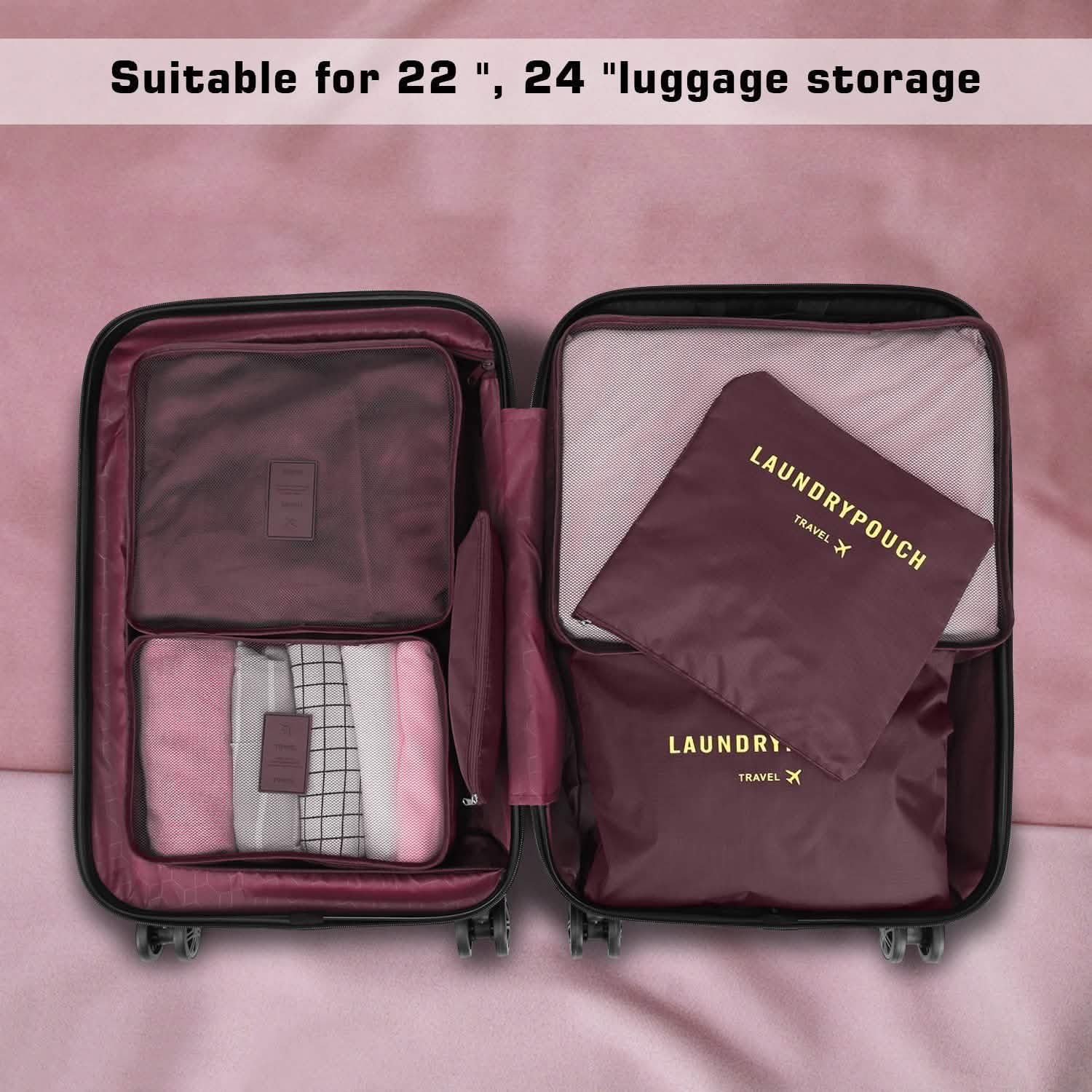Lot de 6: Ensemble de sacs de rangement de voyage organisateur de cubes de rangement