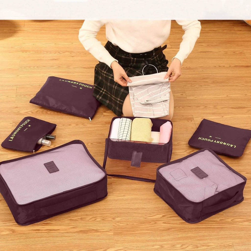Lot de 6: Ensemble de sacs de rangement de voyage organisateur de cubes de rangement