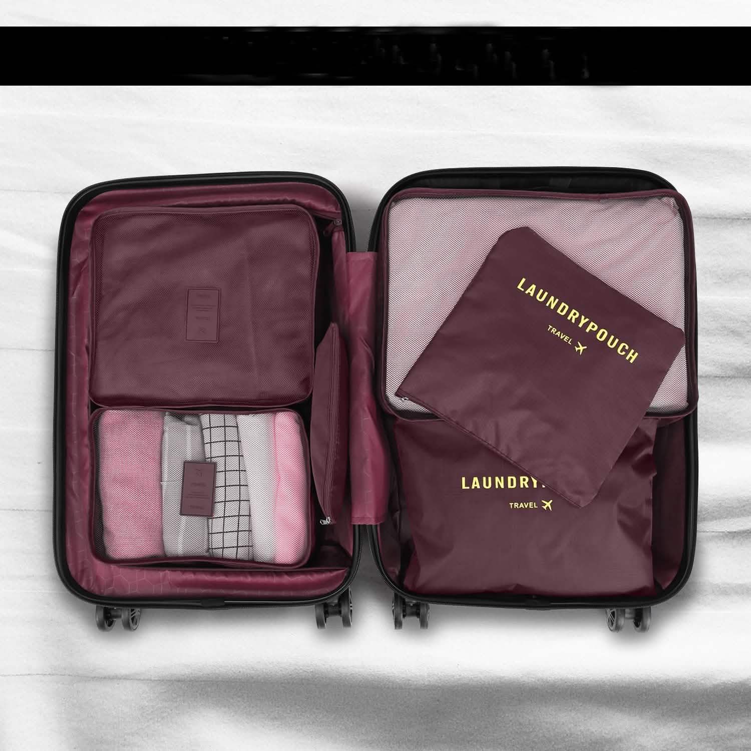 Lot de 6: Ensemble de sacs de rangement de voyage organisateur de cubes de rangement