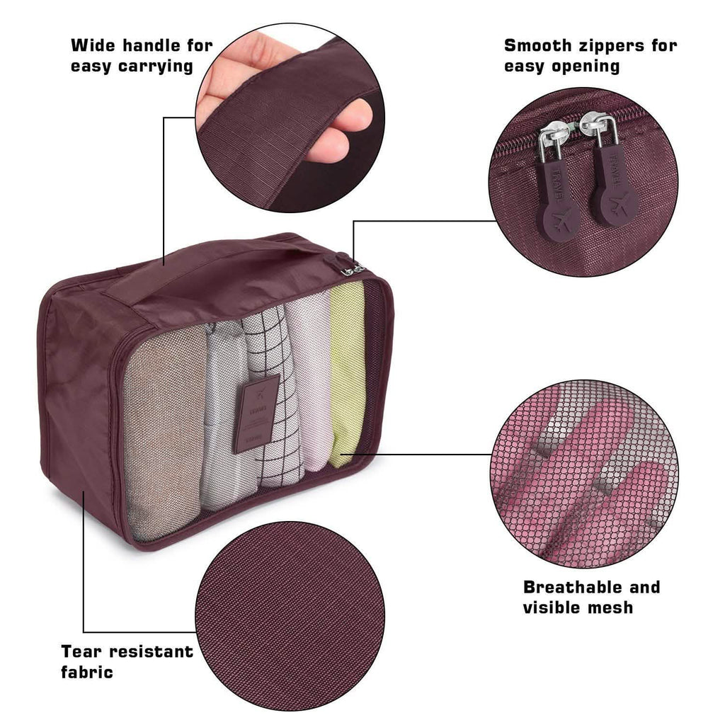 Lot de 6: Ensemble de sacs de rangement de voyage organisateur de cubes de rangement