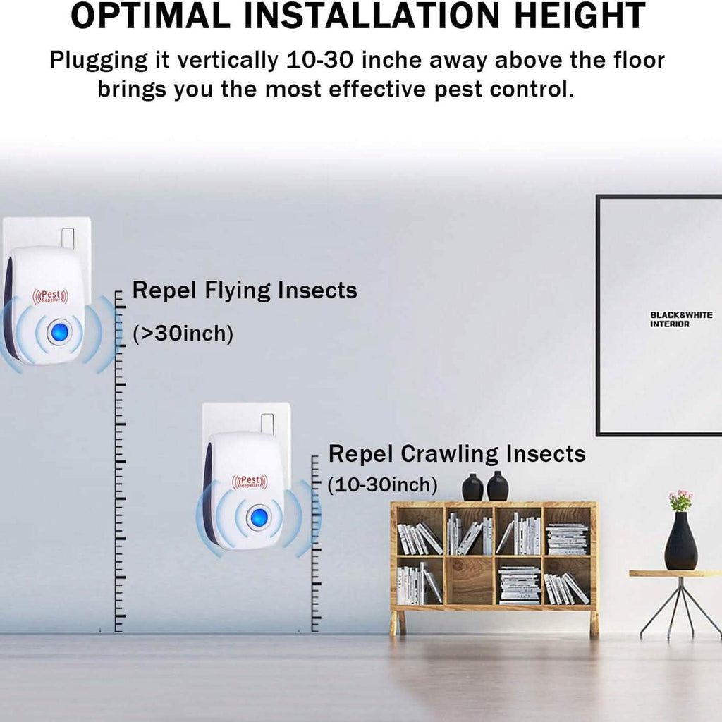 Lot de 6 : Répulsif antiparasitaire ultrasonique, électronique, à brancher
