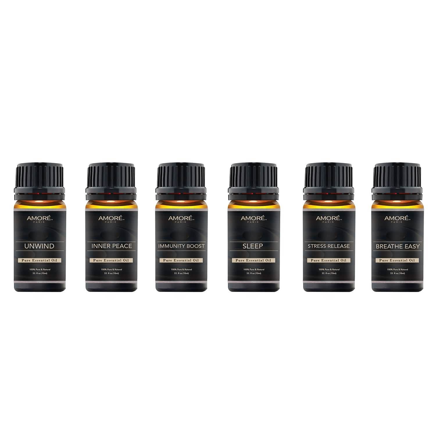 Ensemble cadeau de 6 huiles essentielles d'aromathérapie pour le bien-être et le yoga