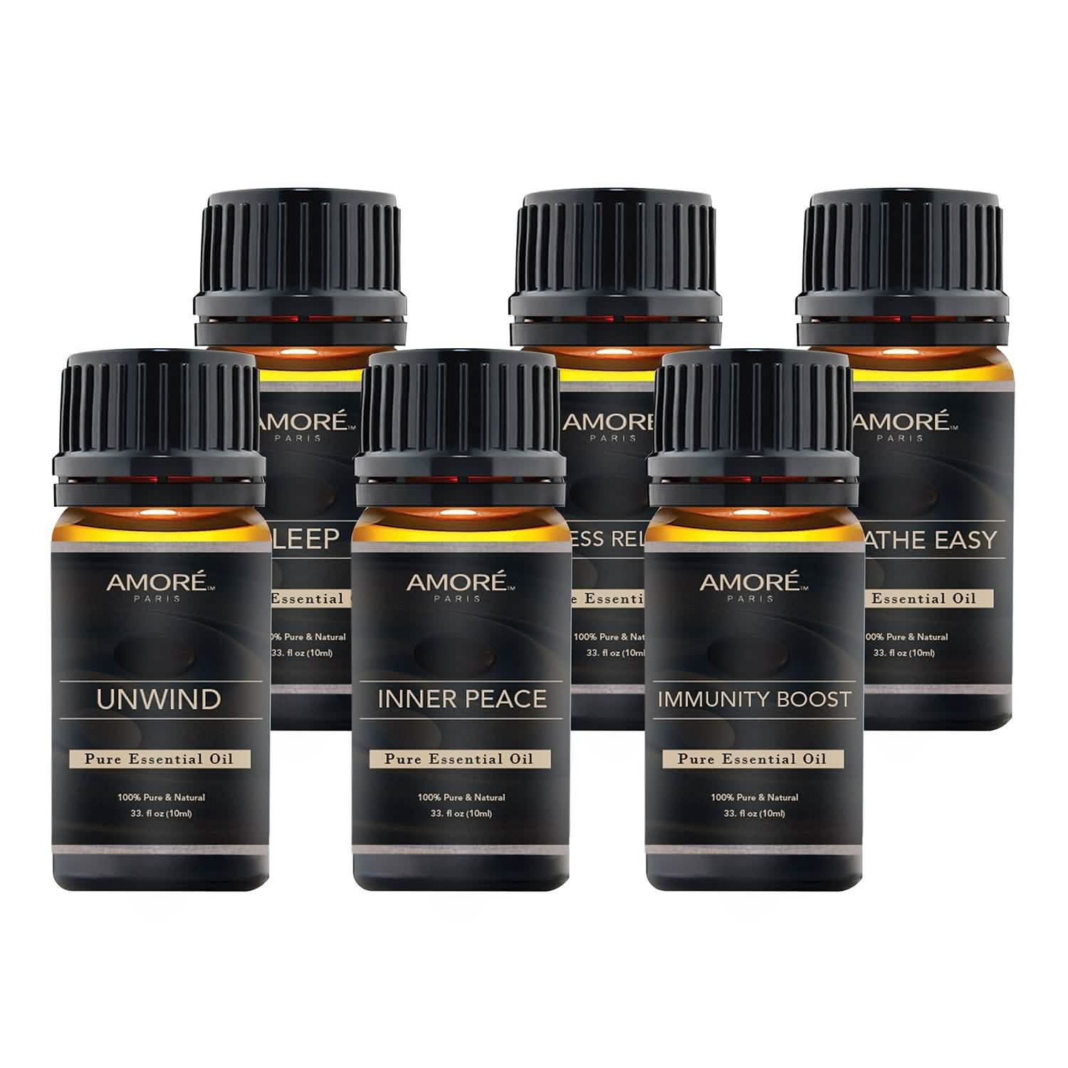Ensemble cadeau de 6 huiles essentielles d'aromathérapie pour le bien-être et le yoga