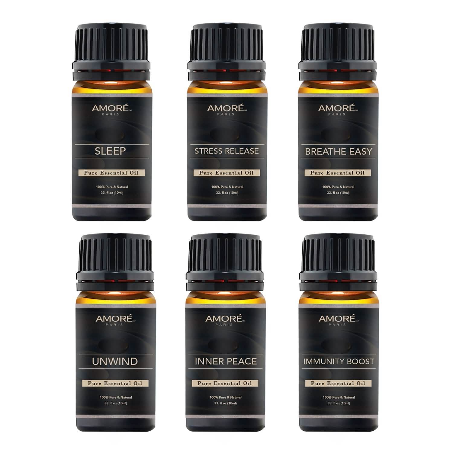 Ensemble cadeau de 6 huiles essentielles d'aromathérapie pour le bien-être et le yoga