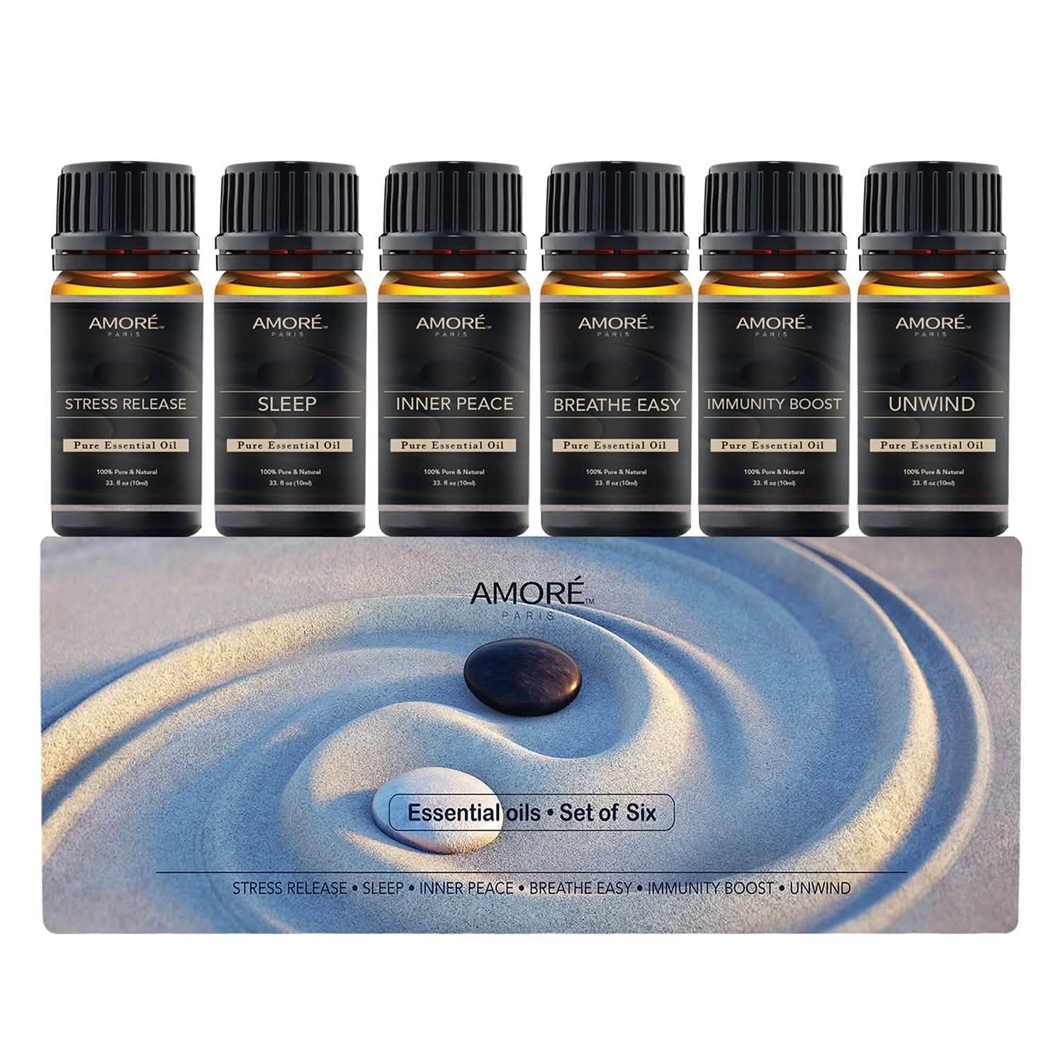 Ensemble cadeau de 6 huiles essentielles d'aromathérapie pour le bien-être et le yoga