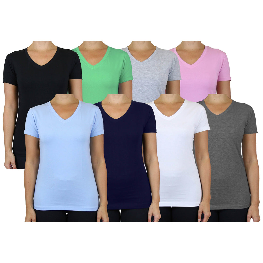 Lot de 6 : T-shirts à manches courtes et col en V assortis pour femme