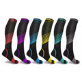 Lot de 6 paires : chaussettes de contention hautes, rayures en V