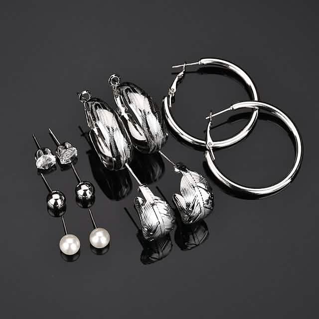Lot de 6 paires : Boucles d'oreilles tendance, simples et modernes pour femmes