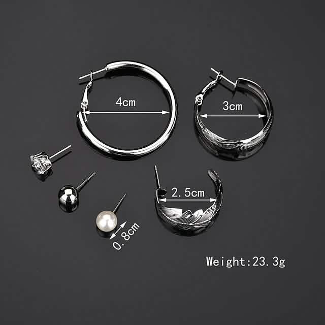 Lot de 6 paires : Boucles d'oreilles tendance, simples et modernes pour femmes