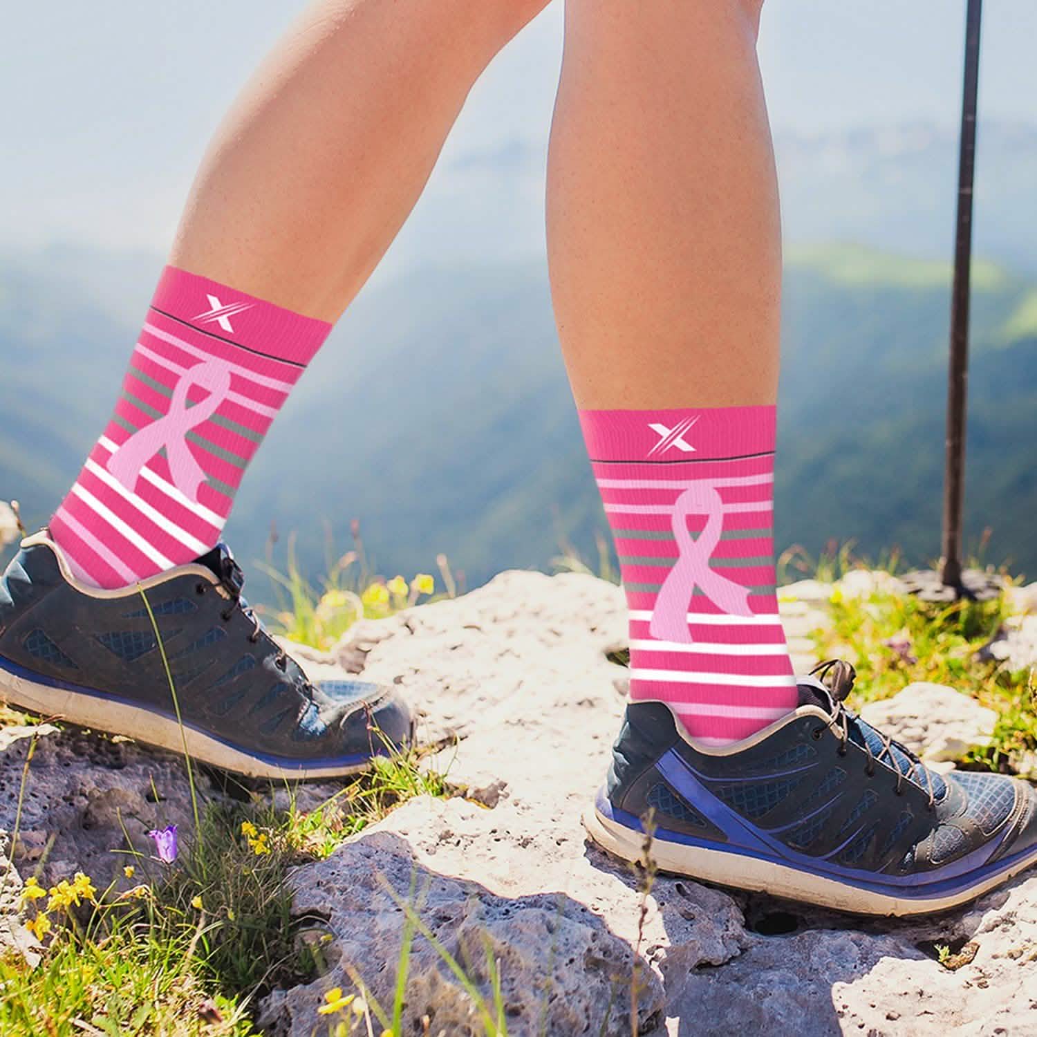 Lot de 6 paires : Chaussettes de contention classiques mi-mollet pour la sensibilisation au cancer du sein