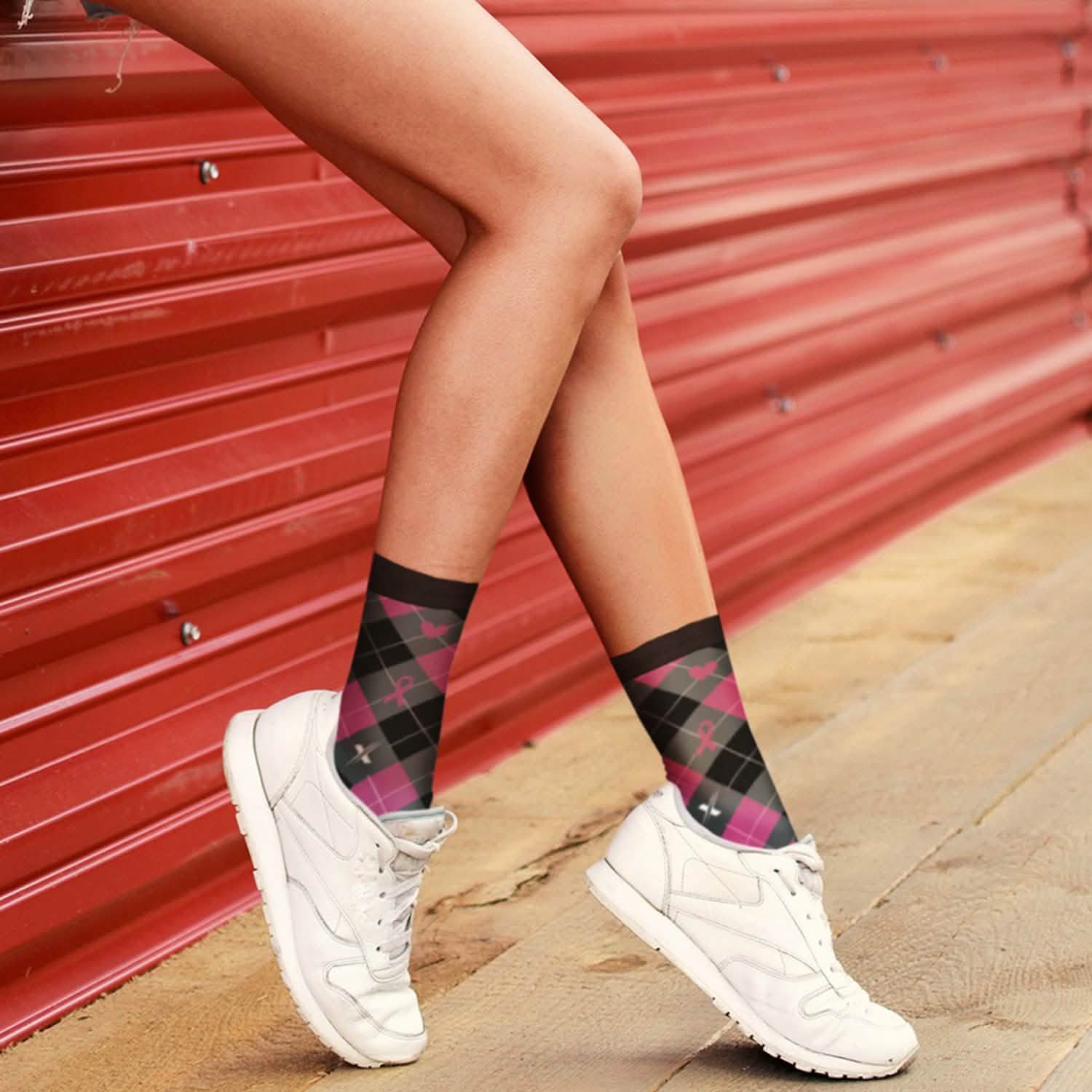 Lot de 6 paires : Chaussettes de contention classiques mi-mollet pour la sensibilisation au cancer du sein