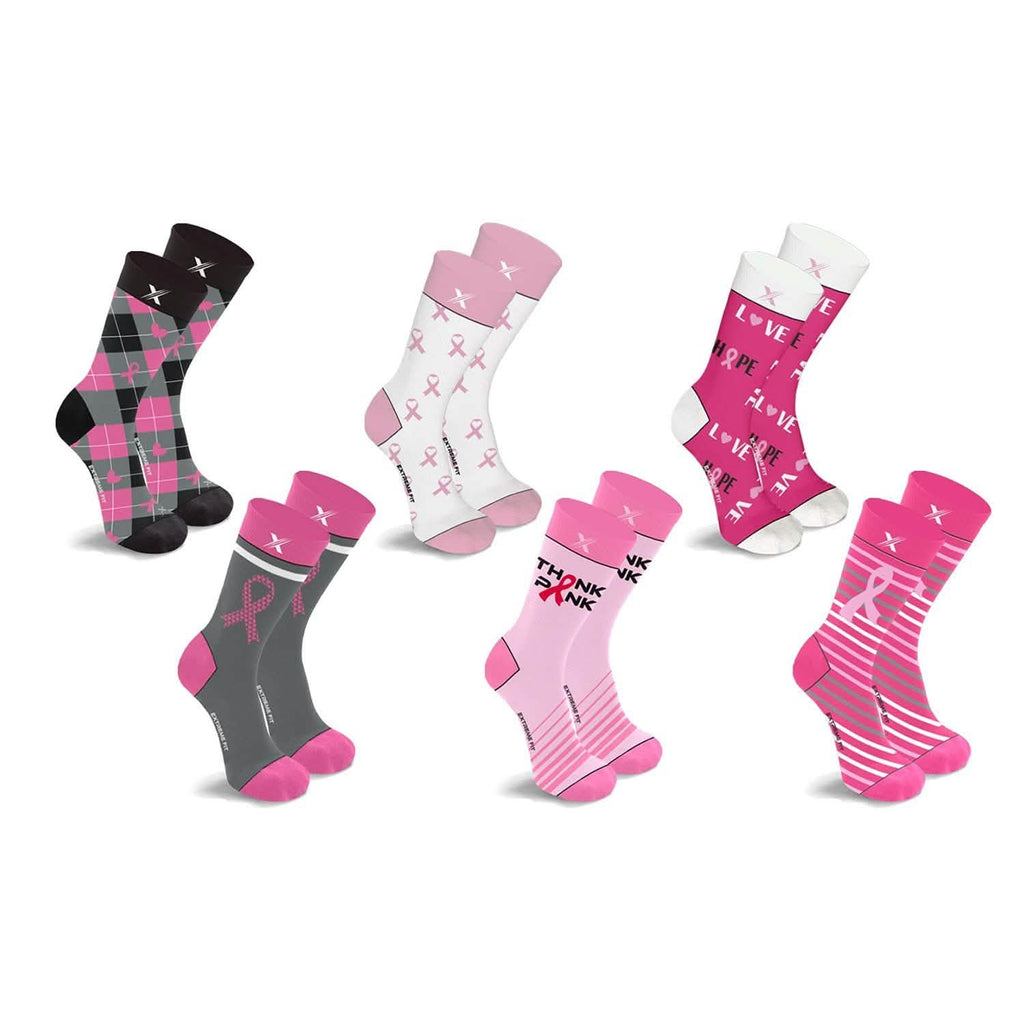 Lot de 6 paires : Chaussettes de contention classiques mi-mollet pour la sensibilisation au cancer du sein