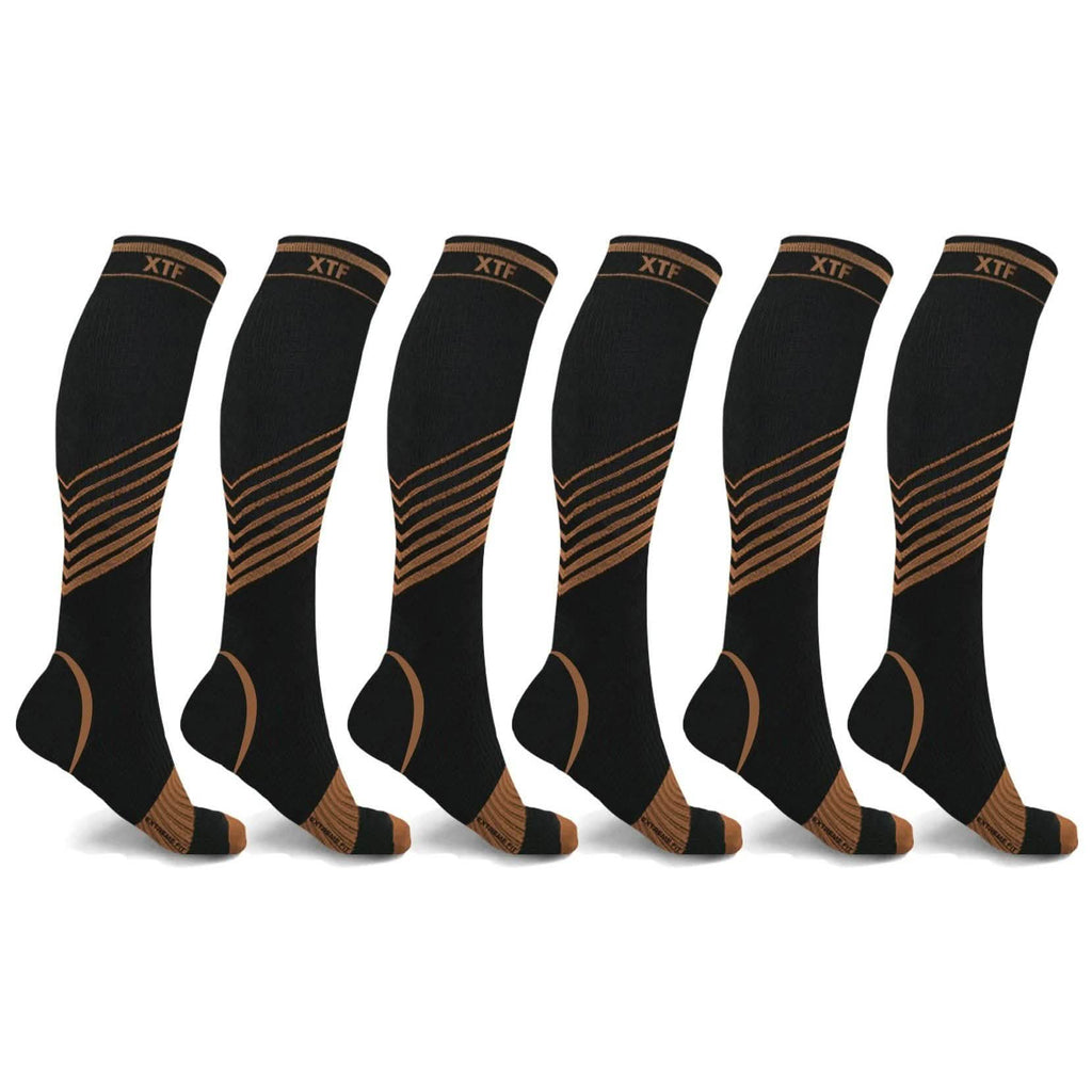 6 paires : Chaussettes de contention mi-mollet ultra rayées en V