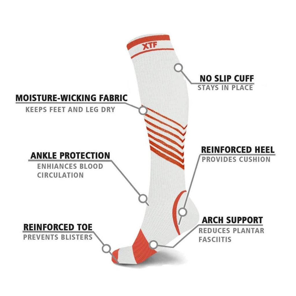 6 paires : Chaussettes de contention mi-mollet ultra rayées en V