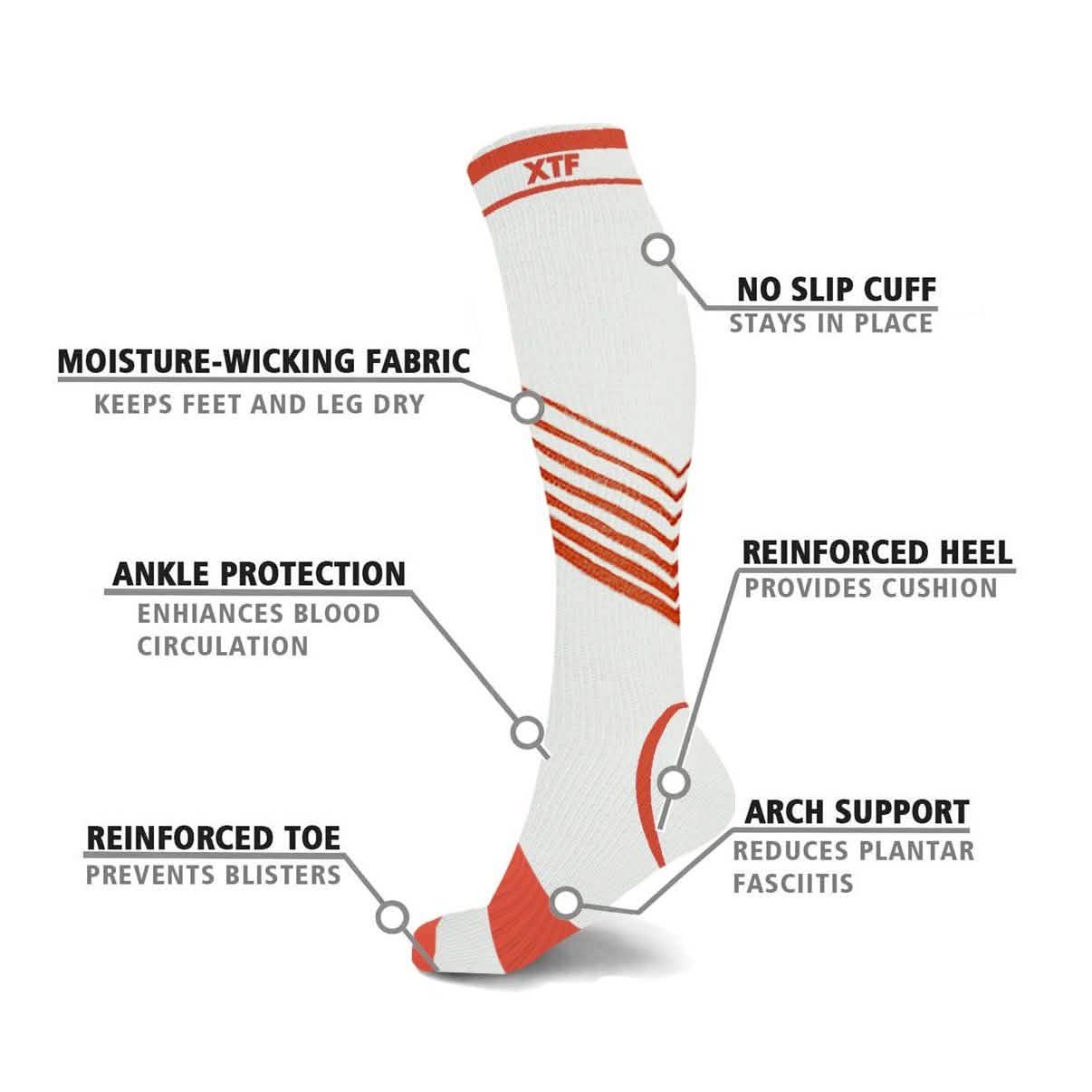 6 paires : Chaussettes de contention mi-mollet ultra rayées en V
