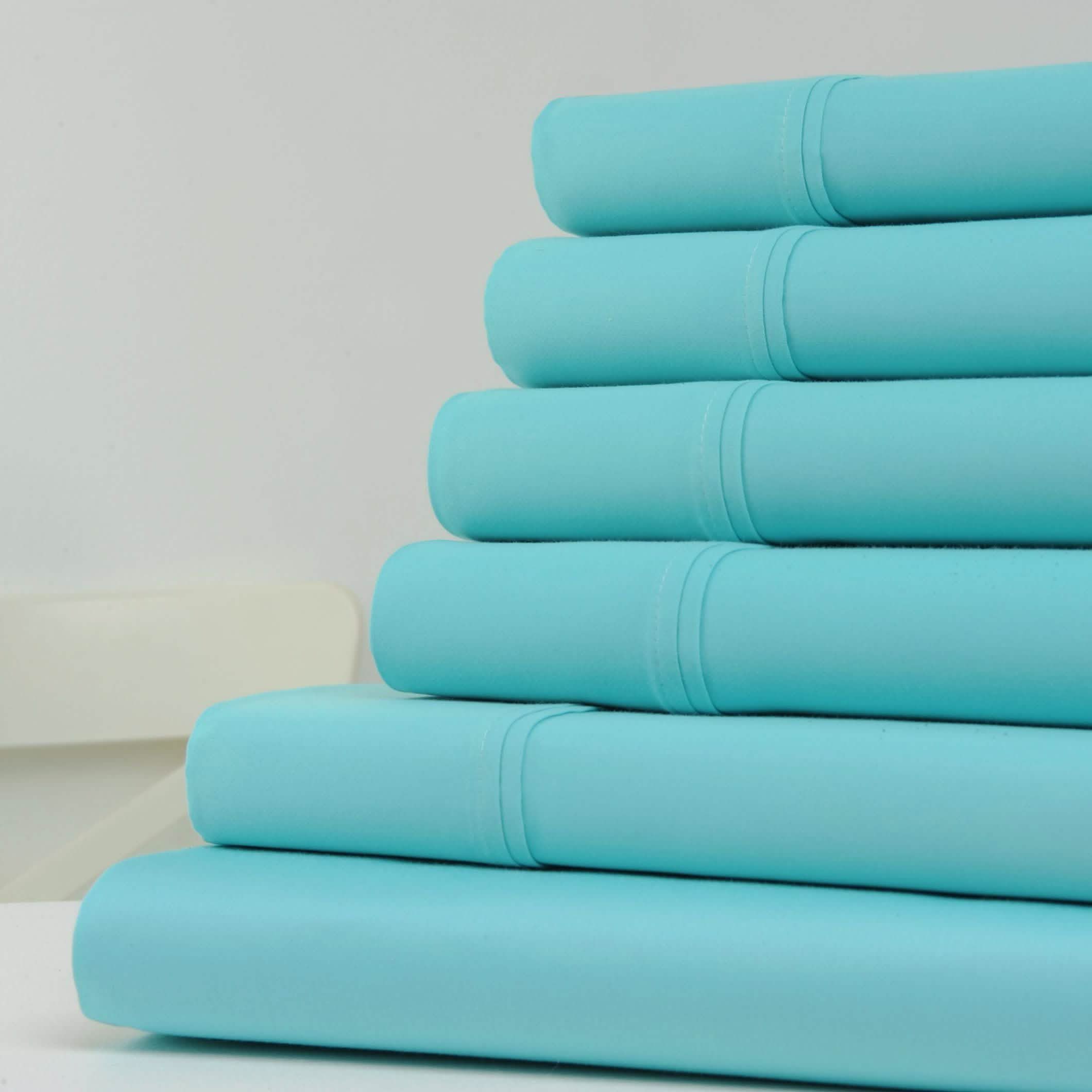 6 pièces : Draps en coton de 1 200 fils au pouce carré