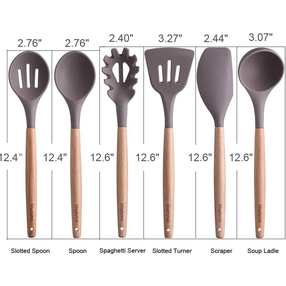 Ensemble de 6 ustensiles de cuisine antiadhésifs en silicone Maphyton