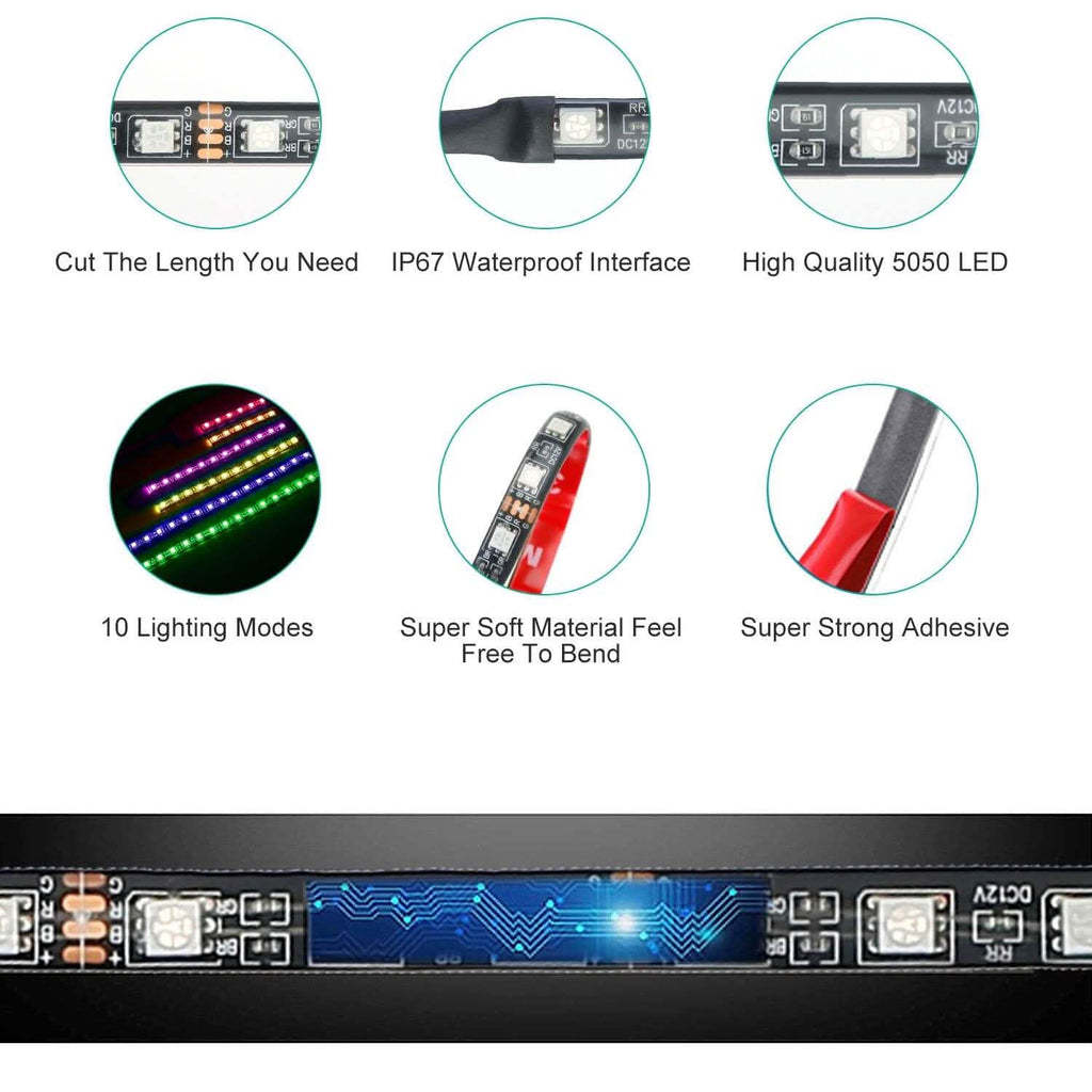 6 pièces : Bandes lumineuses LED pour moto