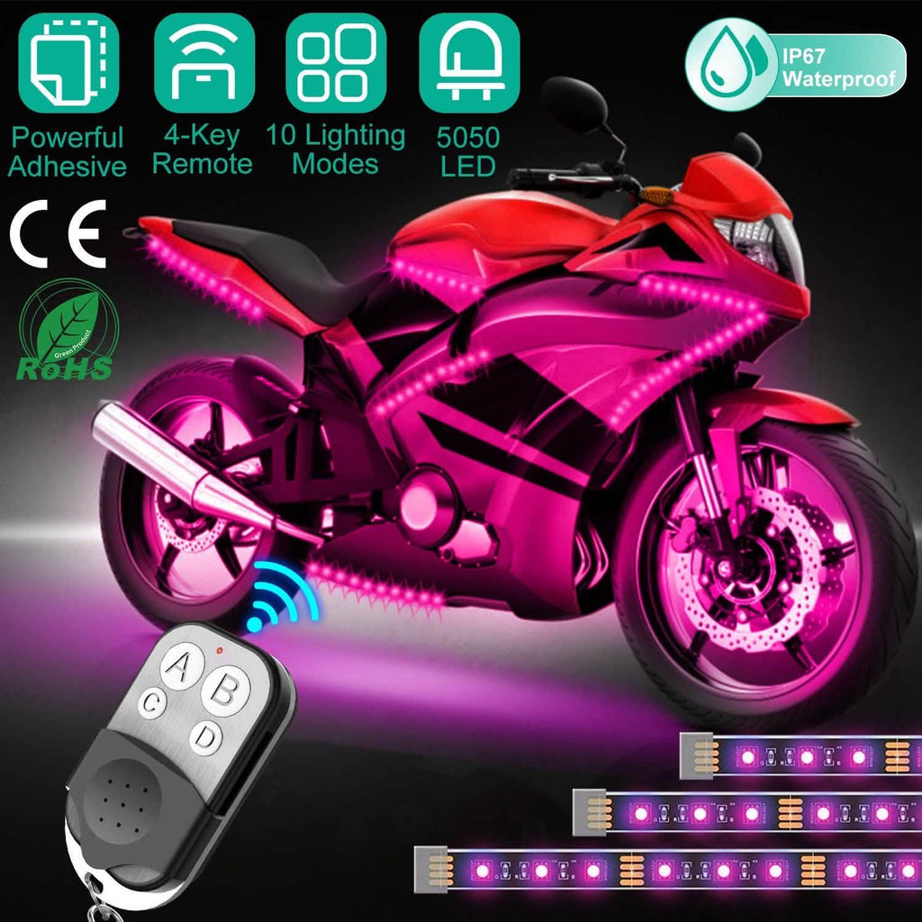 6 pièces : Bandes lumineuses LED pour moto