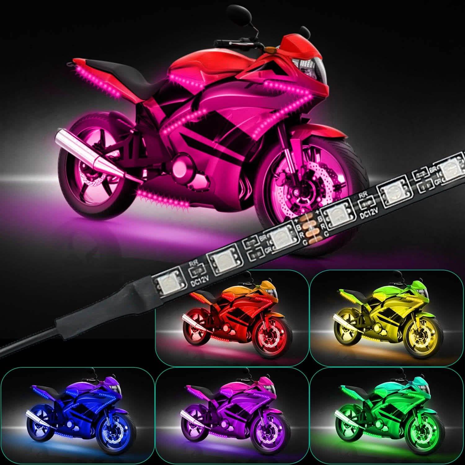 6 pièces : Bandes lumineuses LED pour moto