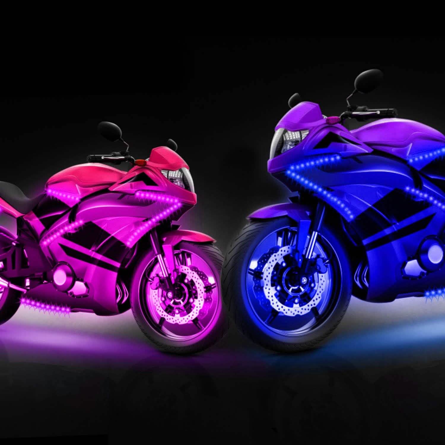 6 pièces : Bandes lumineuses LED pour moto
