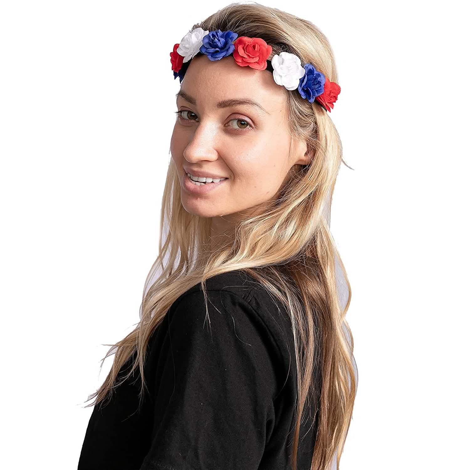 Lot de 6 : Bandeaux à fleurs patriotiques