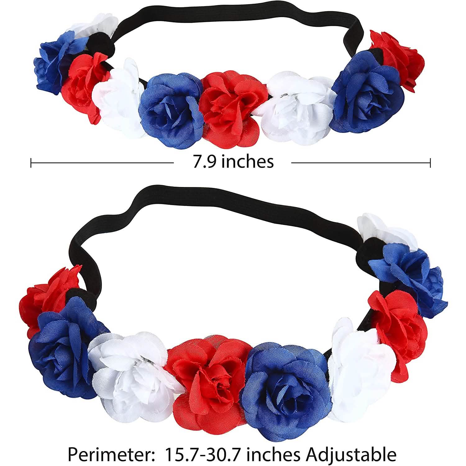 Lot de 6 : Bandeaux à fleurs patriotiques