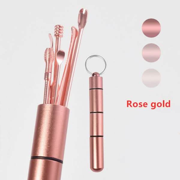 6 pièces : Kit portable de cure-oreilles en acier inoxydable