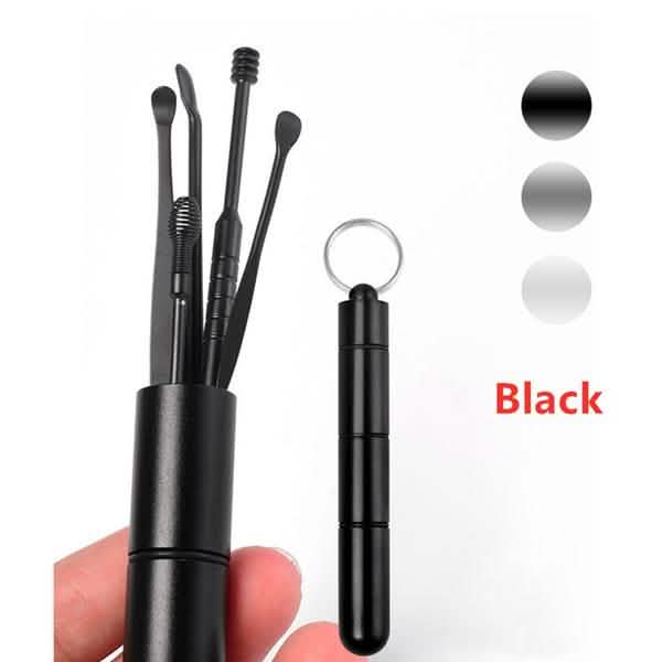 6 pièces : Kit portable de cure-oreilles en acier inoxydable