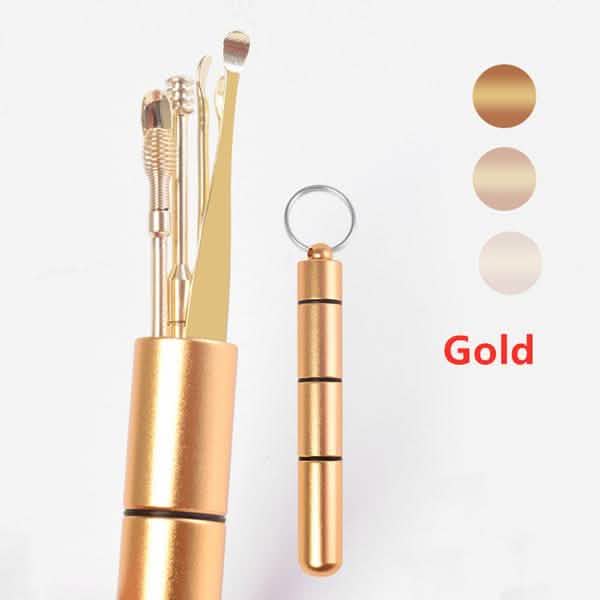 6 pièces : Kit portable de cure-oreilles en acier inoxydable