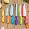 Ensemble de 6 pièces : Couteau en acier inoxydable Sazon et étuis de protection colorés