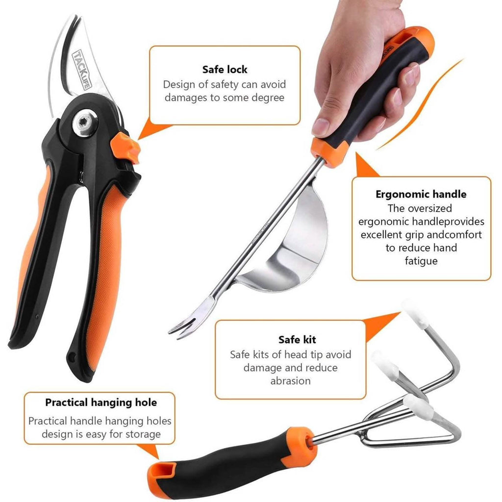 Ensemble de 6 outils de jardinage robustes en acier inoxydable Tacklife