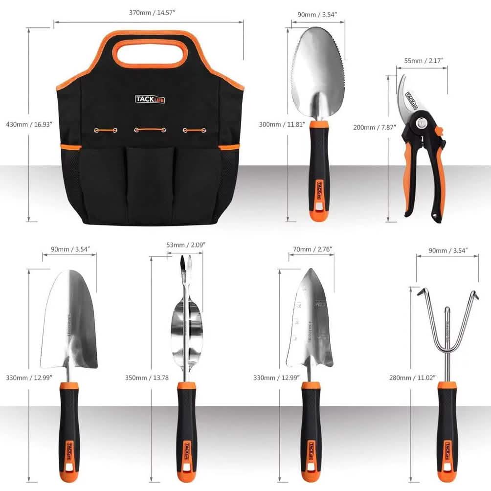 Ensemble de 6 outils de jardinage robustes en acier inoxydable Tacklife