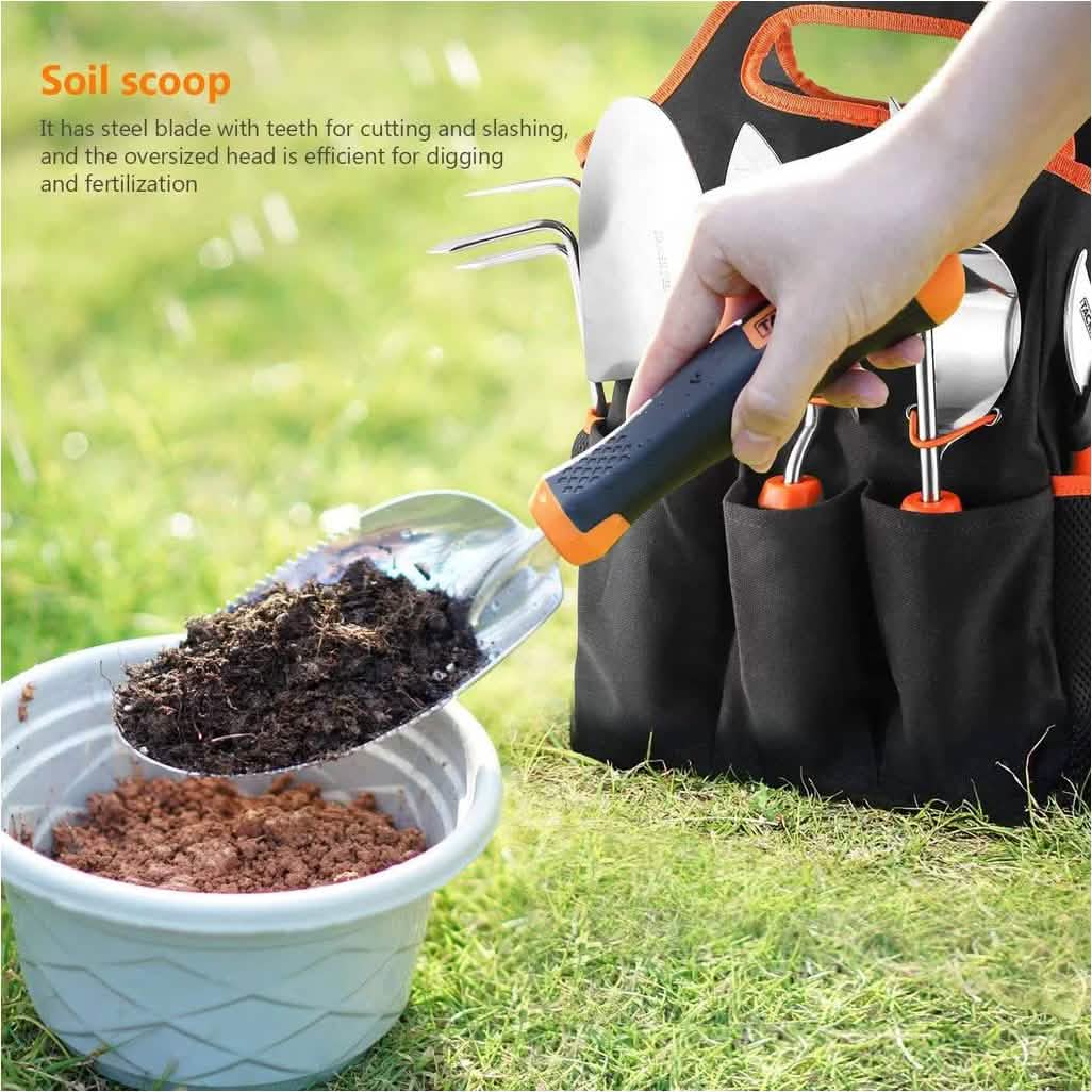 Ensemble de 6 outils de jardinage robustes en acier inoxydable Tacklife