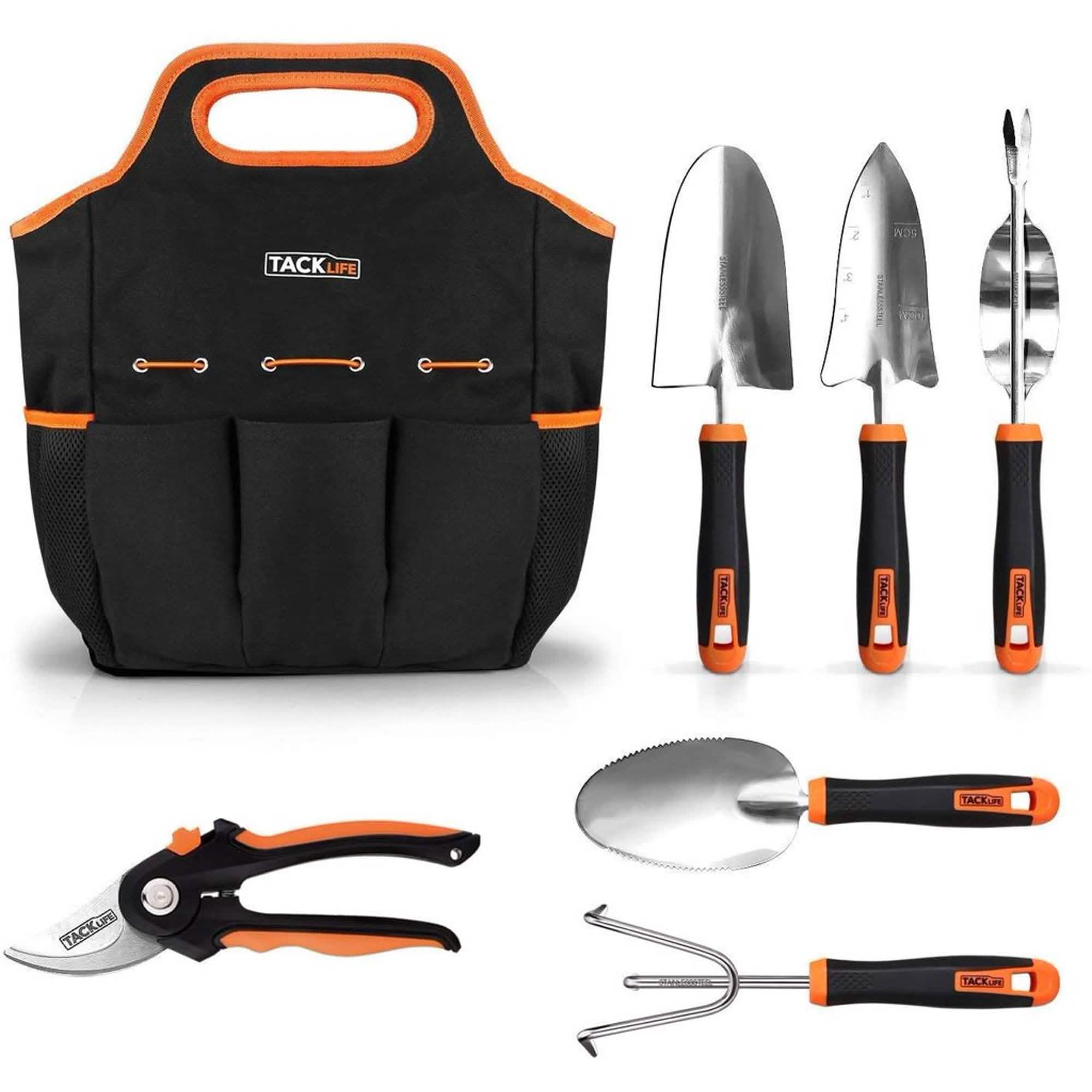 Ensemble de 6 outils de jardinage robustes en acier inoxydable Tacklife